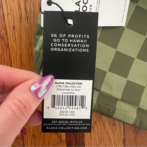 NWT Aloha Collection Le Tour checkmate olive green bag purse - Picture 3 of 3